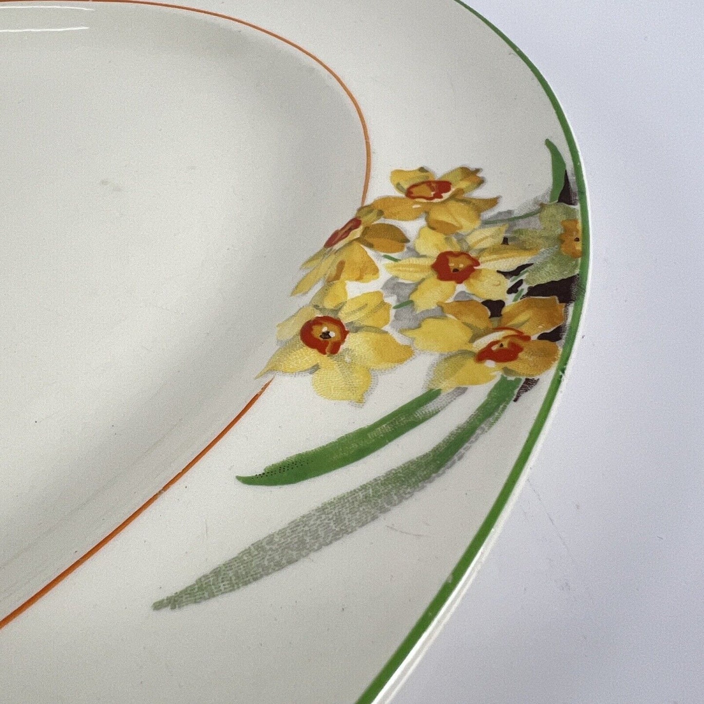 Vassoio piatto da portata inglese in ceramica d'epoca stile art Decò Narcisi '20 Categoria Piatti Vassoio