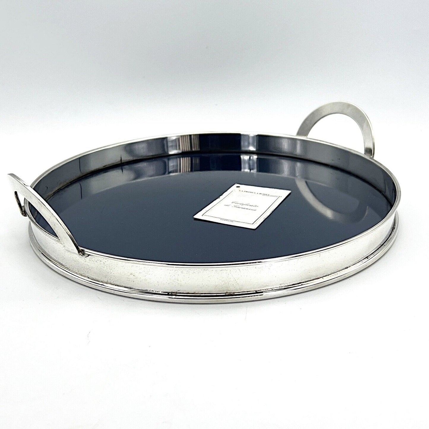 Vassoio rotondo in argento sheffield silver plated vintage stile anni 70 Decò Categoria Sheffield & Argento