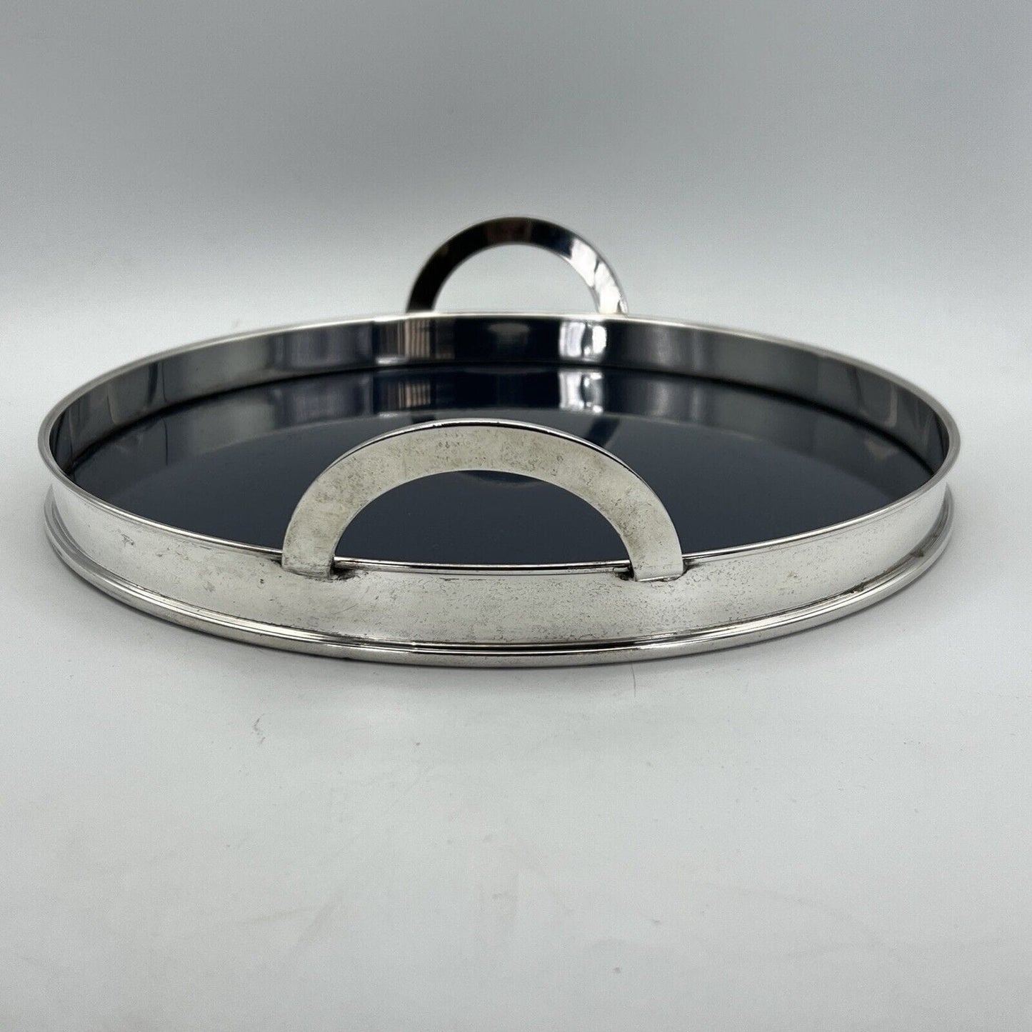 Vassoio rotondo in argento sheffield silver plated vintage stile anni 70 Decò Categoria Sheffield & Argento