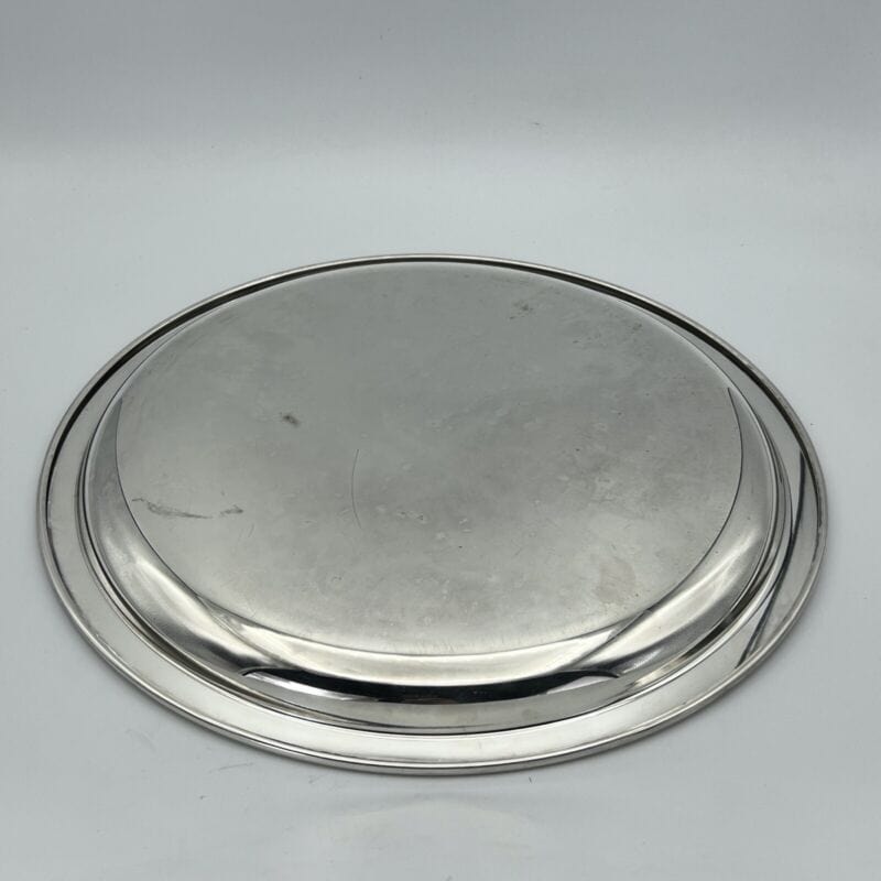 Vassoio rotondo in argento silver plated da tavola anni 80 Calegaro Guantiera Categoria Sheffield & Argento