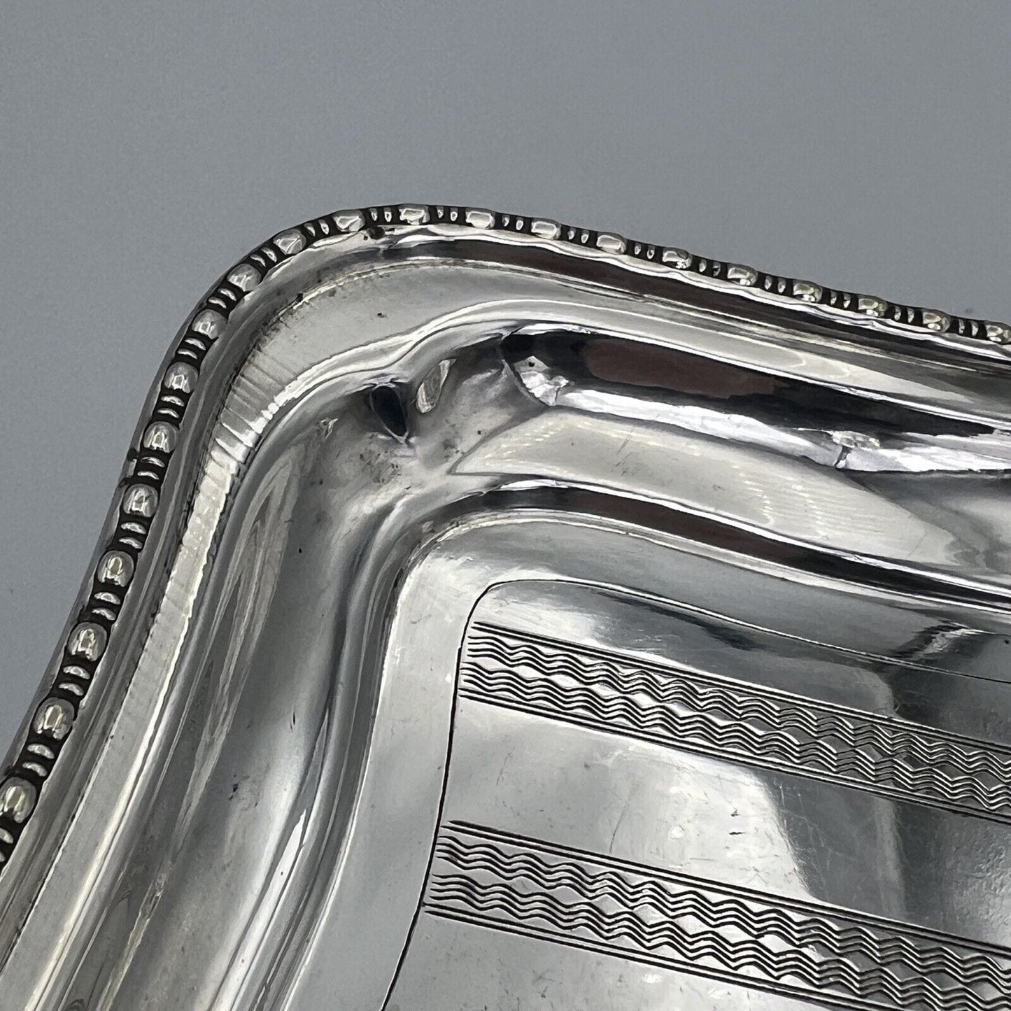 Vassoio vassoietto svuotatasche in argento silver plate da scrivania 900 M F L Categoria Sheffield & Argento