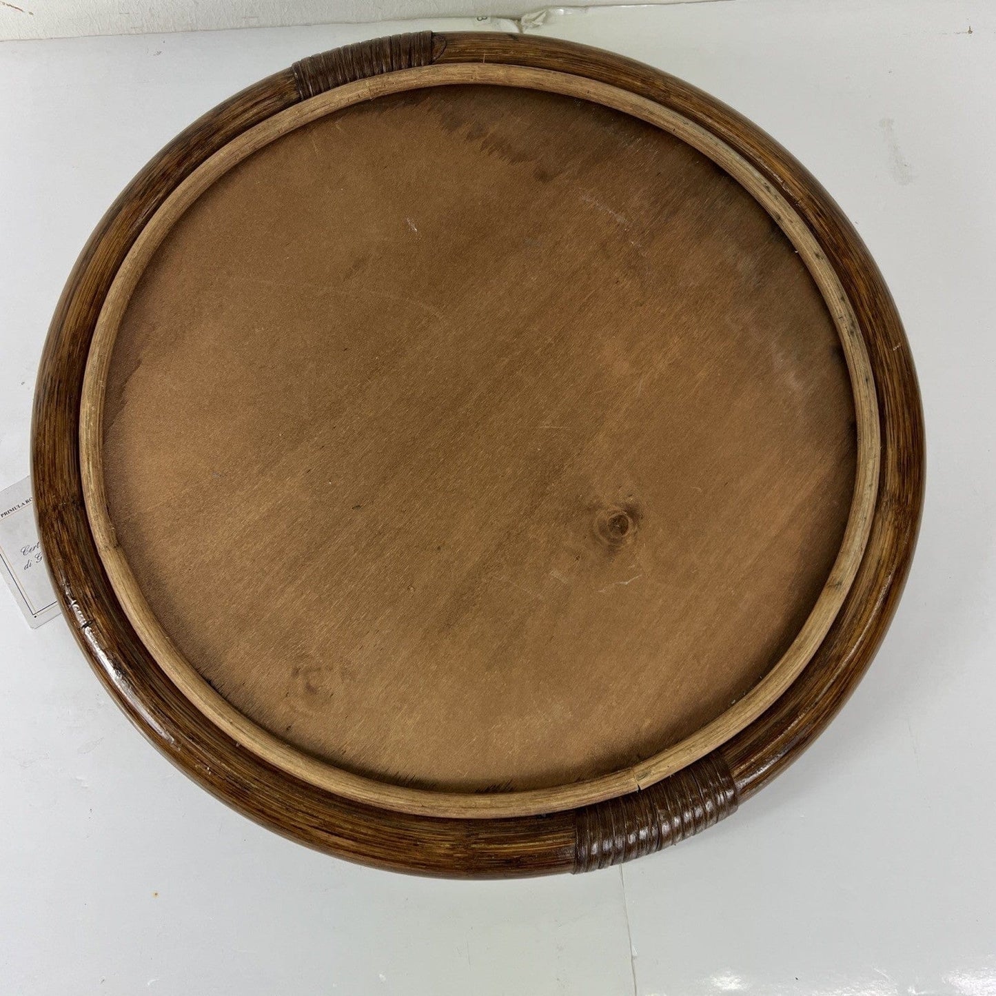 Vassoio Vintage in legno di Bambu anni 70 con tessuto Girasoli guantiera Bamboo Categoria Vassoi