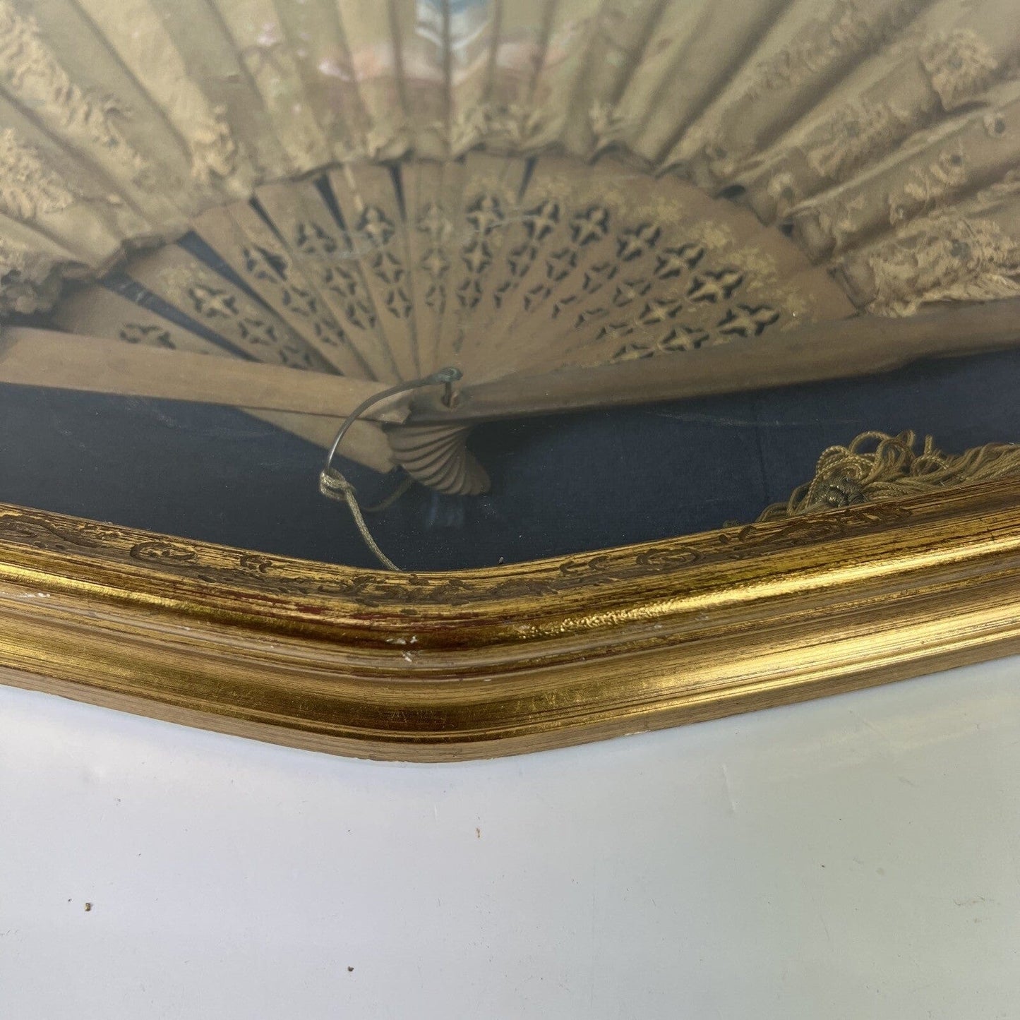 Ventaglio Antico in legno seta dipinto Francese d'epoca 800 Ventagliera Cornice Categoria Ventagli
