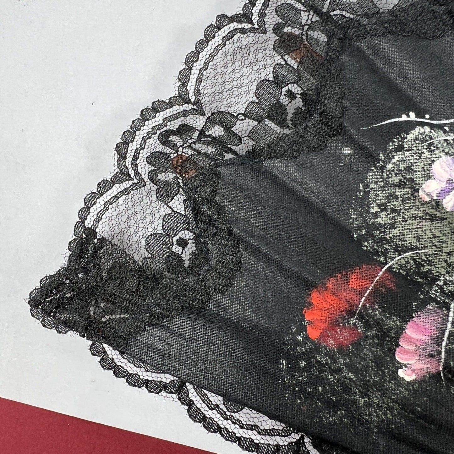 Ventaglio Vintage Elegante in stoffa nero merletto pizzo per signora ricamato 12 Categoria Ventagli