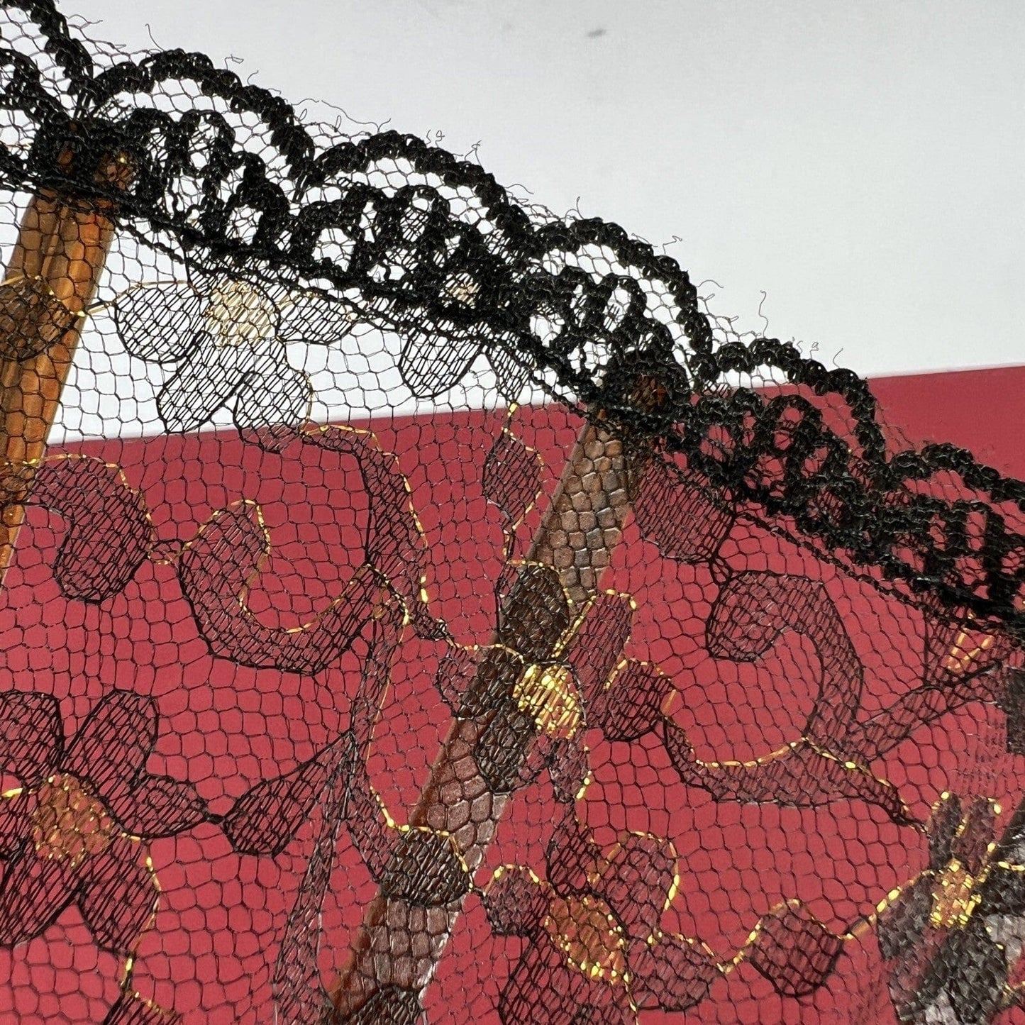 Ventaglio vintage spagnolo Nero in pizzo per signora traforato dipinto Flamenco Categoria Ventagli