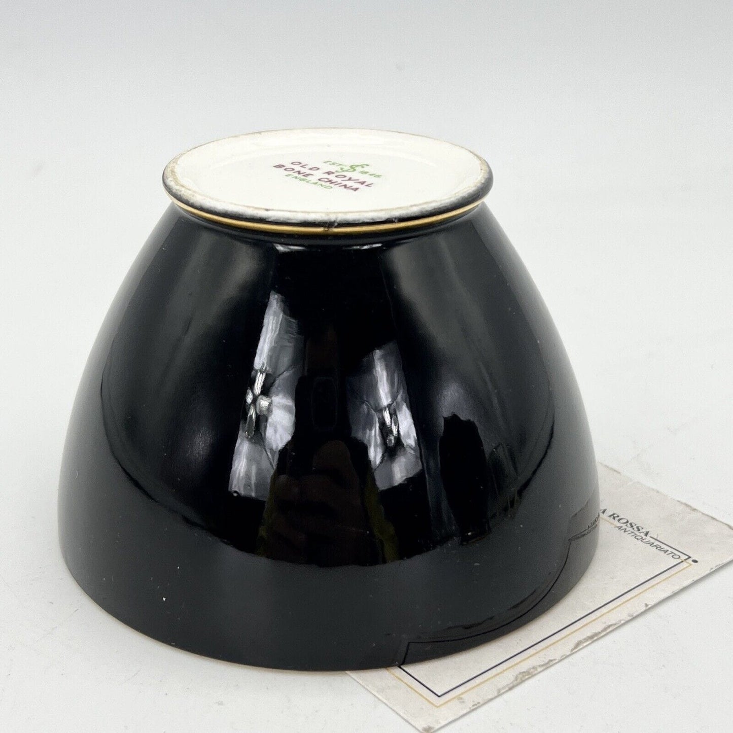 Zuccheriera in porcellana Old Royal Ciotola Ciotolina inglese Fiore Rose Nero Categoria Servizio tazze - Tazze