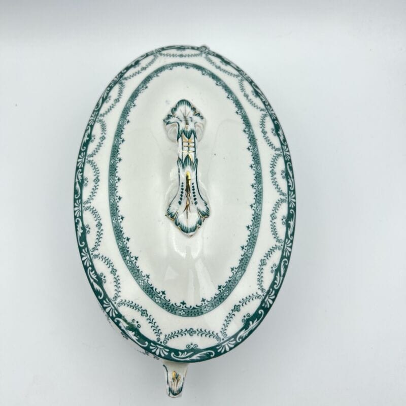 Zuppiera antica inglese in ceramica Legumiera d'epoca 900  Wedgwood bianca verde Categoria  Ceramiche e Porcellane