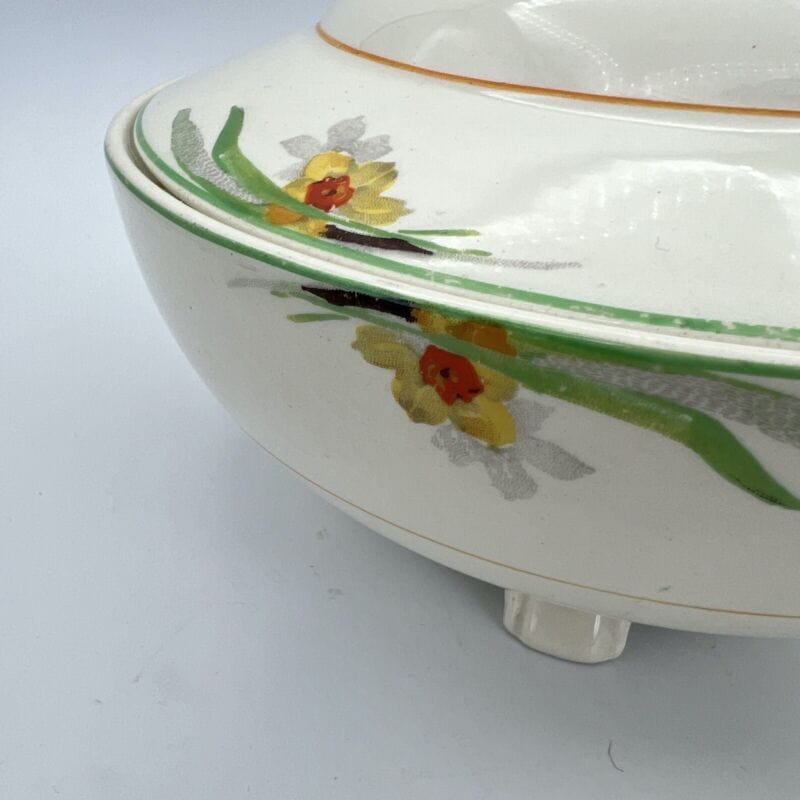 Zuppiera antica inglese in ceramica Legumiera d'epoca stile art Decò Narcisi '20 Categoria Zuppiere