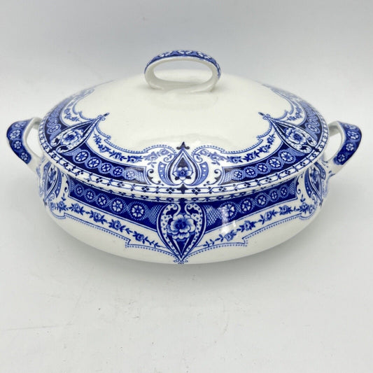 Zuppiera antica inglese in ceramica Legumiera epoca 900 bianca Blu Centrotavola Categoria Zuppiere