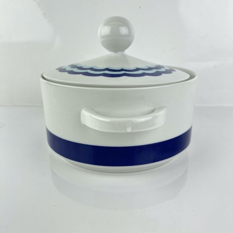 Zuppiera vintage in ceramica bianca blu legumiera anni 70 Bavaria Zuppa da Pesce Categoria Ceramiche e Porcellane