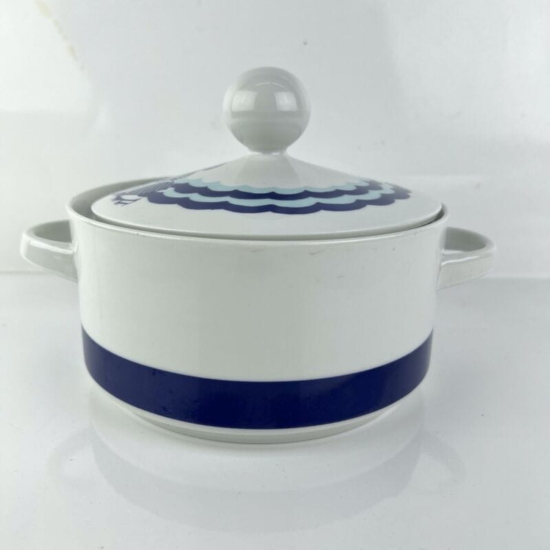 Zuppiera vintage in ceramica bianca blu legumiera anni 70 Bavaria Zuppa da Pesce Categoria Ceramiche e Porcellane