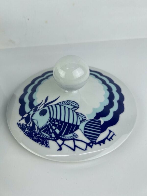 Zuppiera vintage in ceramica bianca blu legumiera anni 70 Bavaria Zuppa da Pesce Categoria  Ceramiche e Porcellane