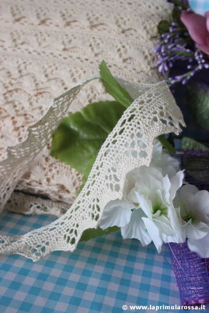 1 MT PIZZO VINTAGE NOTTINGHAM IN COTONE BEIGE MERLETTO PER BORDURA PASSAMANERIA Corredo Pizzi e Tessuti