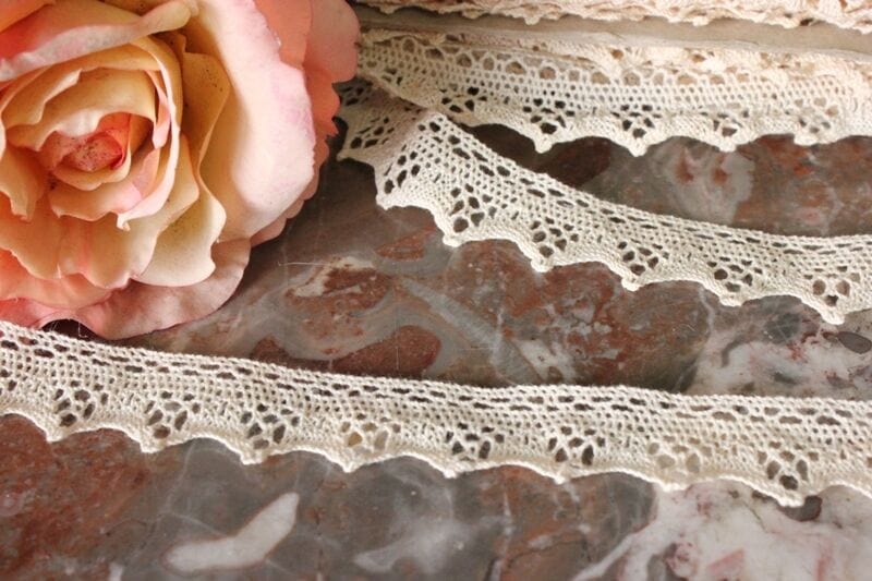 1 MT PIZZO VINTAGE NOTTINGHAM IN COTONE BEIGE MERLETTO PER BORDURA PASSAMANERIA Corredo Pizzi e Tessuti