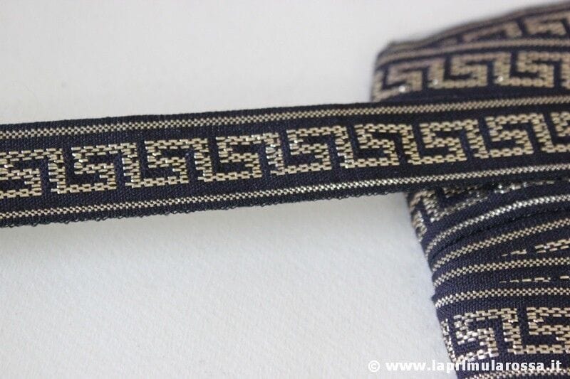 10 MT NASTRO DI PASSAMANERIA ANNI '70 PER BORDURA VINTAGE RIBBON GOLD GREEK KEY Corredo Pizzi e Tessuti