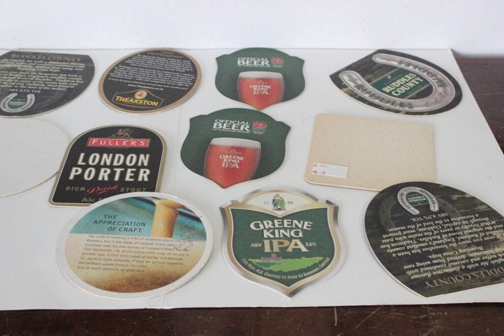 11 SOTTOBICCHIERI VINTAGE DA PUB - CELTIC - LONDON PORTER - JUDAS - GREENE KING Birra & dintorni