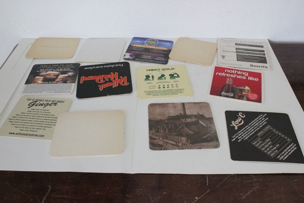 13 SOTTOBICCHIERI VINTAGE DA PUB- VINTAGE ENGLISH BEER MATS- MARSTON'S- BUSH Birra & dintorni