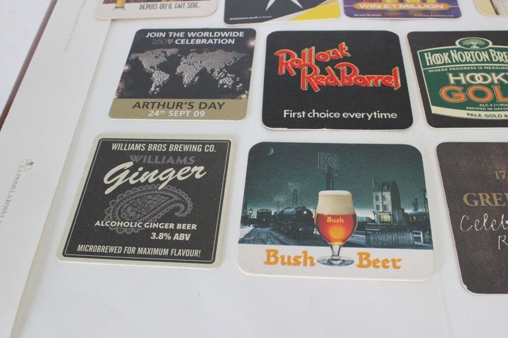 13 SOTTOBICCHIERI VINTAGE DA PUB- VINTAGE ENGLISH BEER MATS- MARSTON'S- BUSH Birra & dintorni