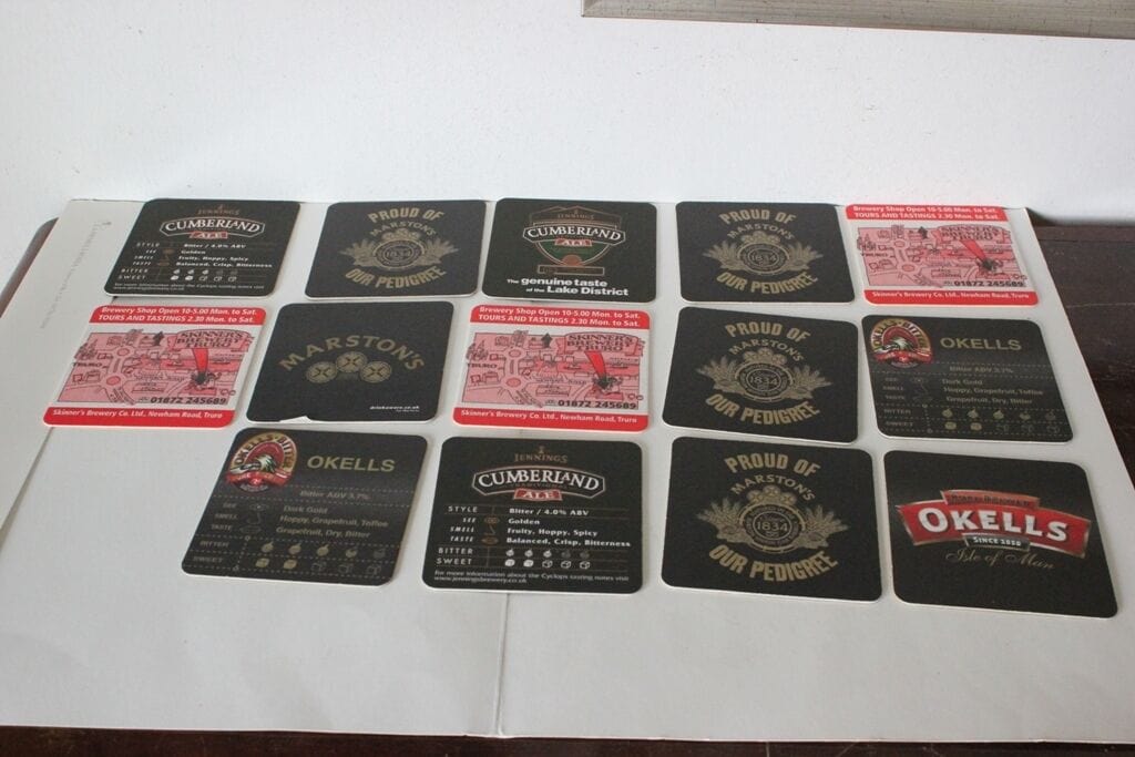 14 SOTTOBICCHIERI VINTAGE DA PUB - OKELLS - CUMBERLAND - SKINNER'S -MARSTON'S Birra & dintorni