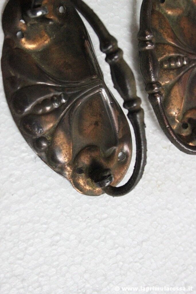 276 - COPPIA DI MANIGLIE D'EPOCA PER MOBILE - MANIGLIA ANTICA - VINTAGE HANDLES Restauro