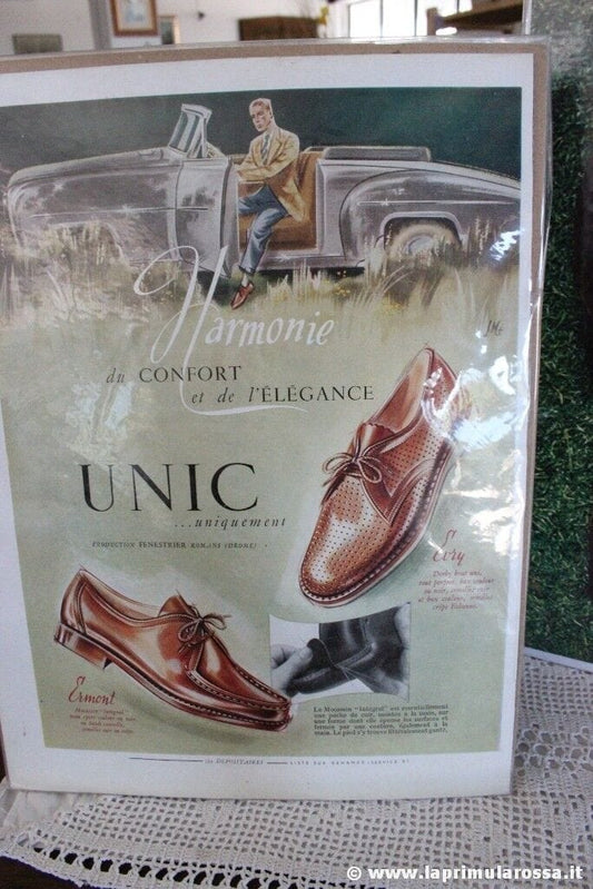 3 PUBBLICITA VINTAGE SCARPE UNIC RODEO PELLET VINTAGE FRENCH SHOES ADVERTISING Pubblicità vintage