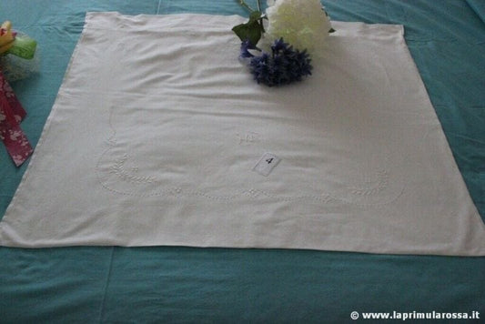 4- MAXI FEDERA VINTAGE IN COTONE CON RICAMO cm 74X80 - COPRICUSCINO D'EPOCA Corredo Pizzi e Tessuti