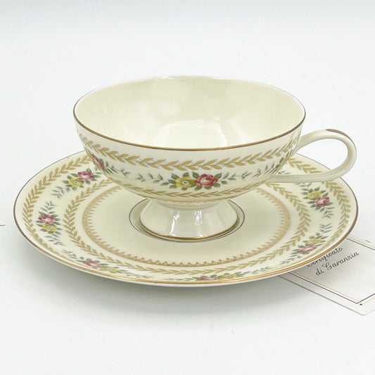 Tazza da tè the antica in porcellana tedesca Bavaria Thomas Piattino fiori oro