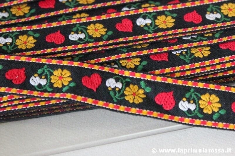 8 METRI DI NASTRO PASSAMANERIA VINTAGE A FIORI MADE GERMANY Corredo Pizzi e Tessuti