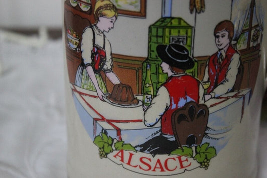 ALSACE GRANDE BOCCALE VINTAGE PER BIRRA IN CERAMICA H cm 19,4 / BEER STEIN Lt 1 Birra & dintorni