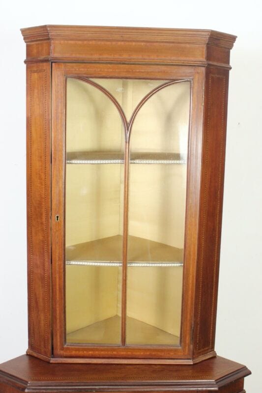 Angoliera antica in legno mobile ad angolo vetrina vetrinetta angolare epoca 800 Arredamento