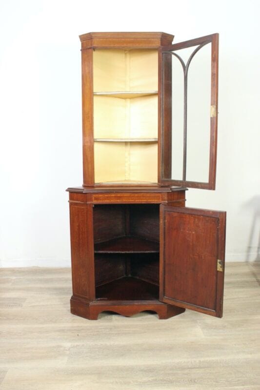 Angoliera antica in legno mobile ad angolo vetrina vetrinetta angolare epoca 800 Arredamento