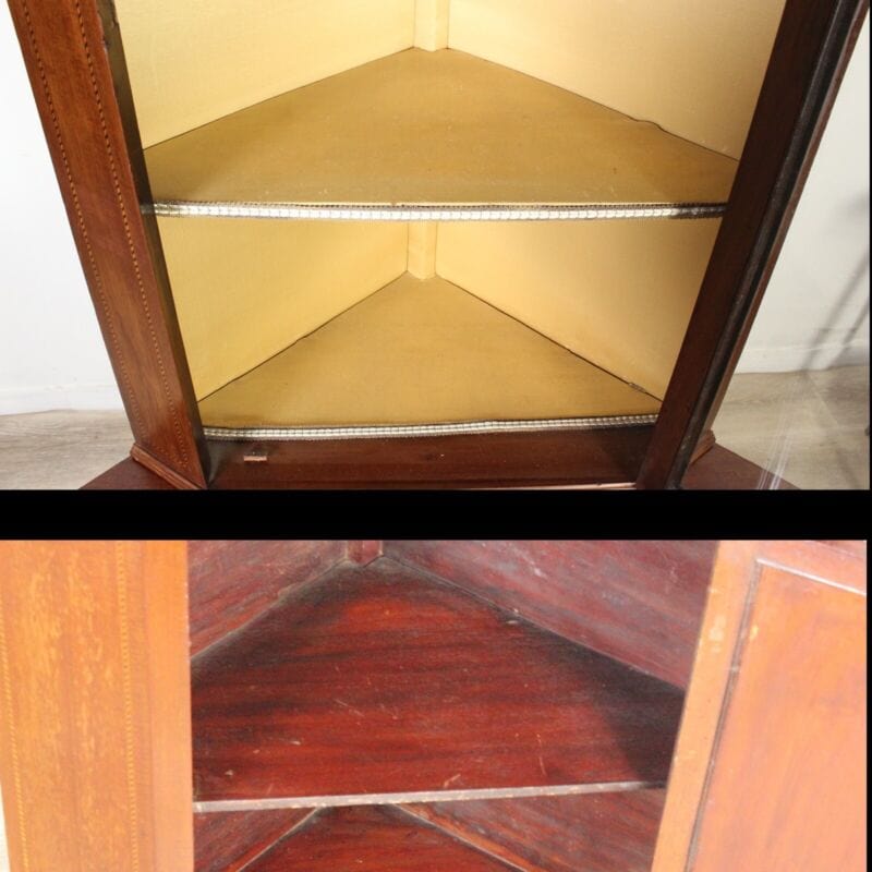Angoliera antica in legno mobile ad angolo vetrina vetrinetta angolare epoca 800 Arredamento