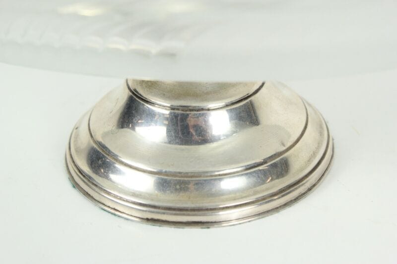 Antica Alzata centrotavola in argento 800 e vetro satinato fruttiera alzatina Sheffield & Argento