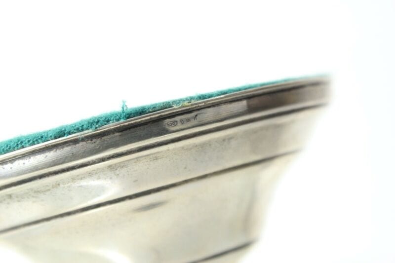 Antica Alzata centrotavola in argento 800 e vetro satinato fruttiera alzatina Sheffield & Argento