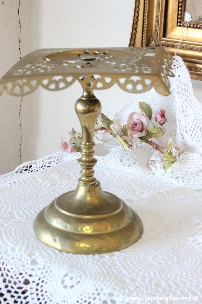 ANTICA ALZATA IN OTTONE X BOLLITORE H cm 25 VINTAGE BRASS KETTLE STAND Ottone