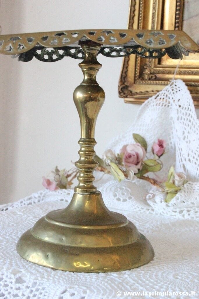ANTICA ALZATA IN OTTONE X BOLLITORE H cm 25 VINTAGE BRASS KETTLE STAND Ottone