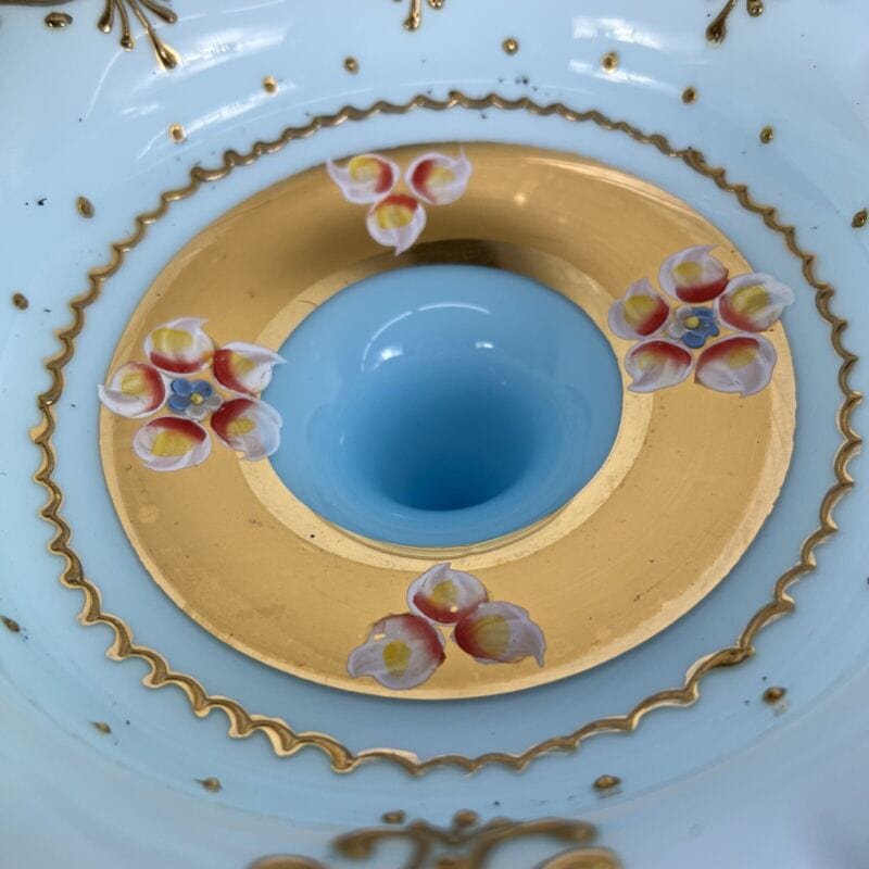 Antica Alzata in vetro di Murano vintage Centrotavola opaline oro dipinto fiori Vetri e Cristalli