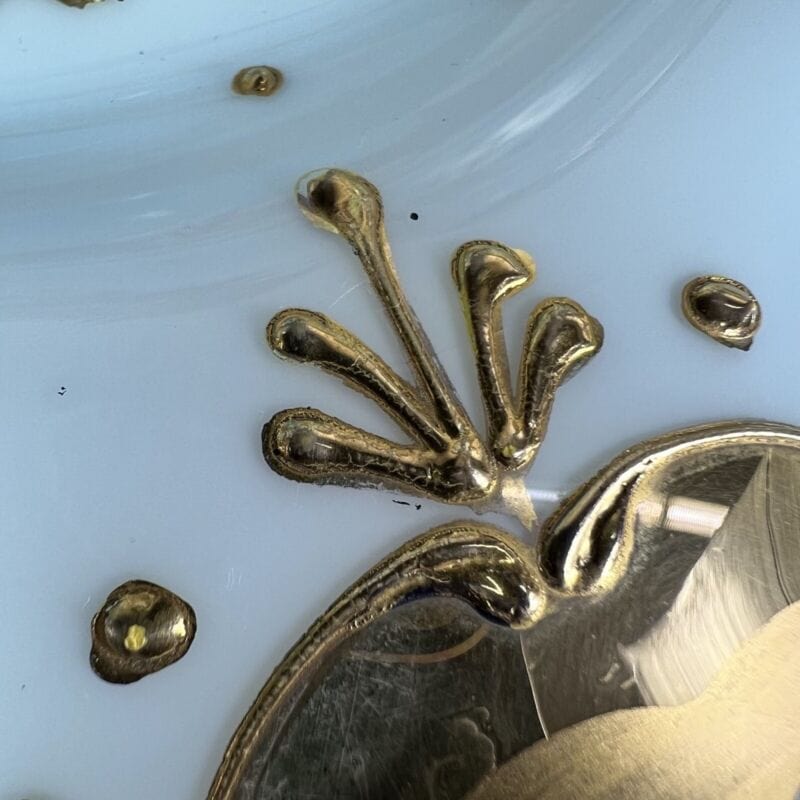 Antica Alzata in vetro di Murano vintage Centrotavola opaline oro dipinto fiori Vetri e Cristalli