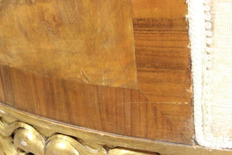 Antica divano salotto due posti art deco divanetto beige vintage in legno noce Arredamento