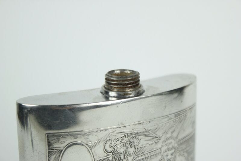 Antica Fiaschetta tascabile da liquore per whisky fiasca inglese calcio anni 60 Sheffield & Argento