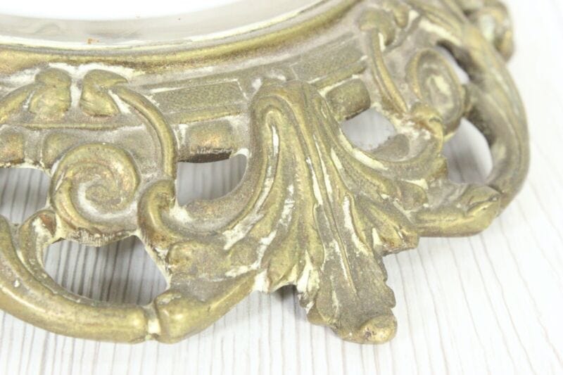 Antica lampada da tavolo in vetro opaline con fiori dipinti paralume verde 900 Lampade Appliques