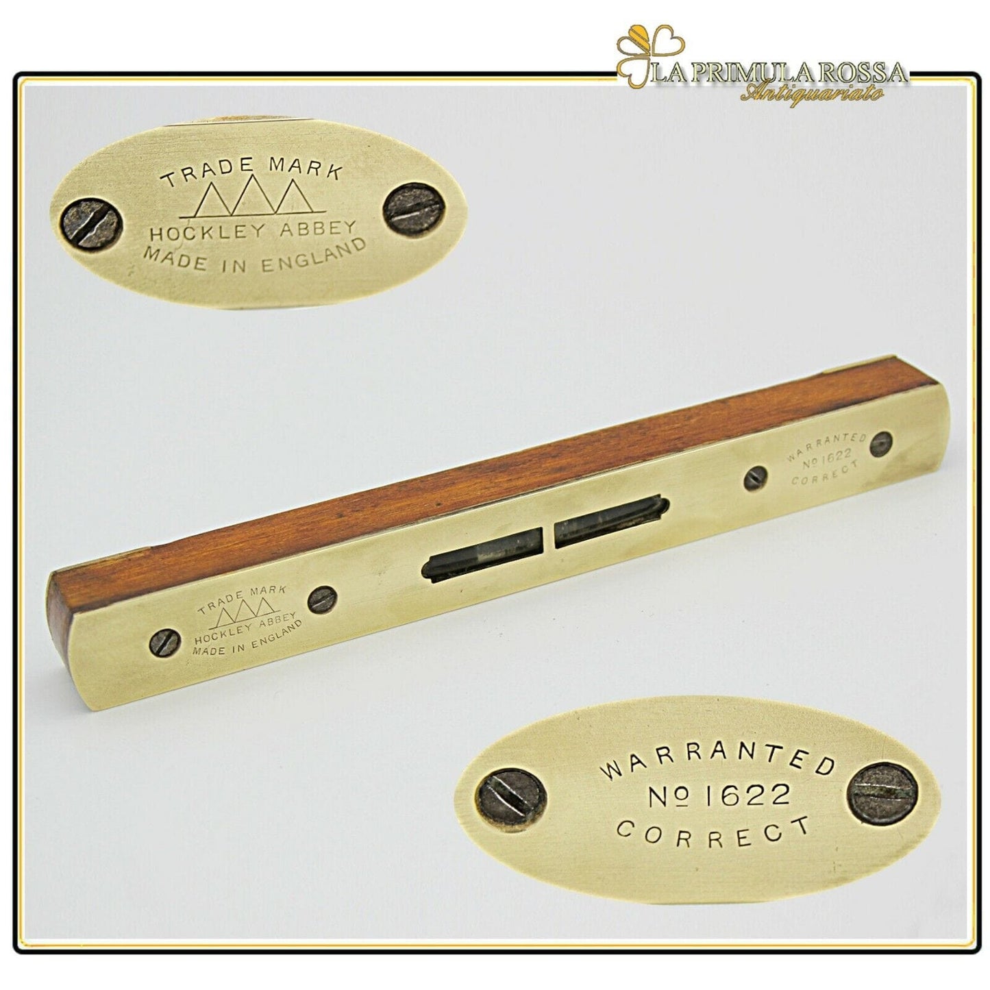 ANTICA LIVELLA A BOLLA IN LEGNO E OTTONE VECCHIO STRUMENTO VINTAGE HOCKLEY ABBEY Attrezzi e Strumenti