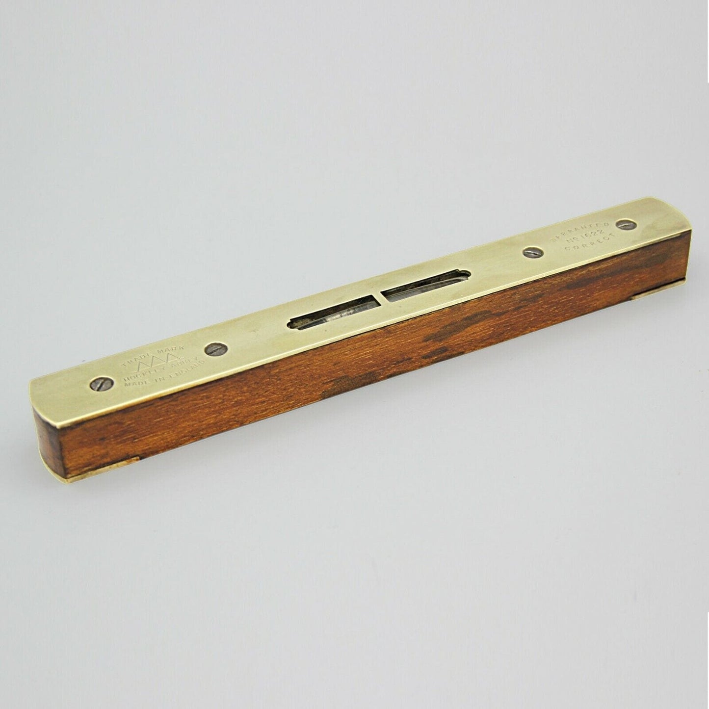 ANTICA LIVELLA A BOLLA IN LEGNO E OTTONE VECCHIO STRUMENTO VINTAGE HOCKLEY ABBEY Attrezzi e Strumenti