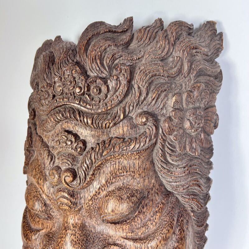 Antica Maschera orientale in legno scolpita grande scultura vintage da muro Ceramiche e Porcellane