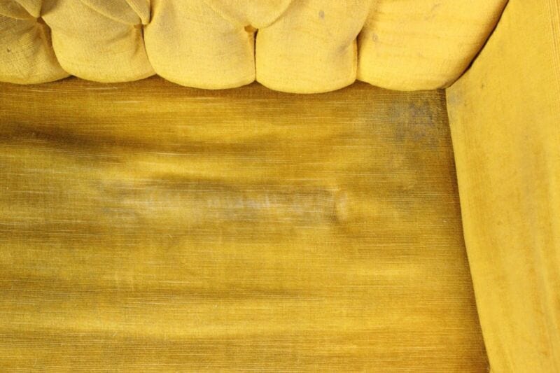 Antica Panchetta dormeuse imbottita gialla divanetto vintage legno oro due posti Arredamento