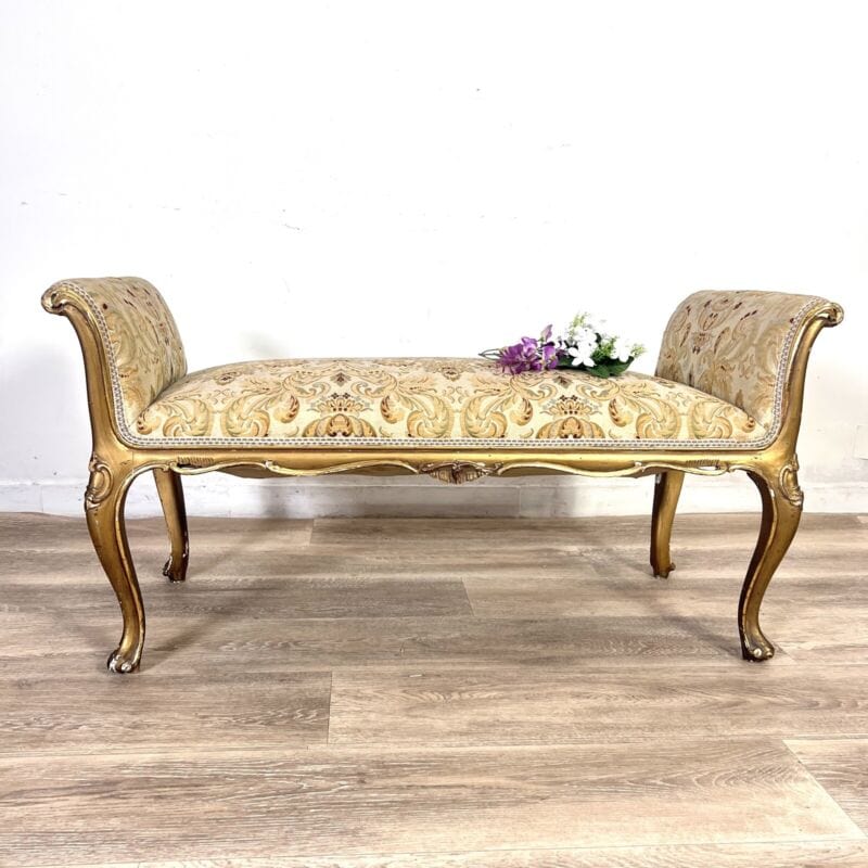 Antica Panchetta dormeuse imbottita panca vintage due posti divanetto barocco Arredamento
