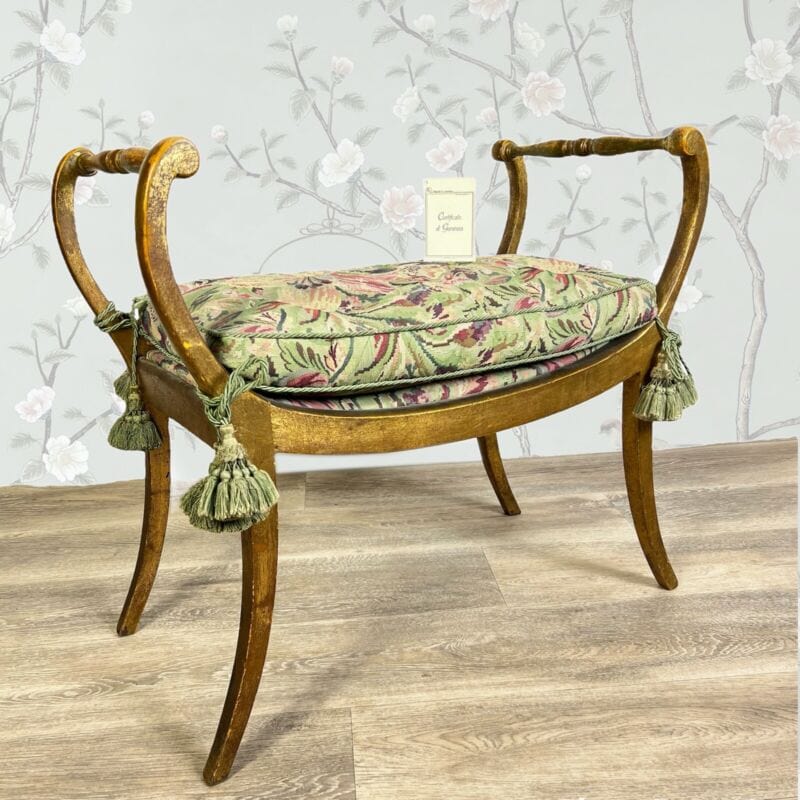 Antica Panchetta dormeuse imbottita sgabello oro stile 800 divanetto panca Arredamento