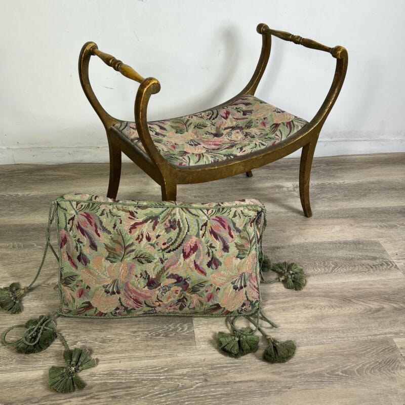Antica Panchetta dormeuse imbottita sgabello oro stile 800 divanetto panca Arredamento