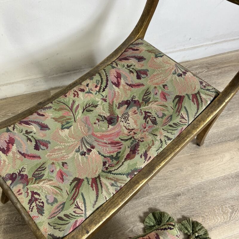 Antica Panchetta dormeuse imbottita sgabello oro stile 800 divanetto panca Arredamento