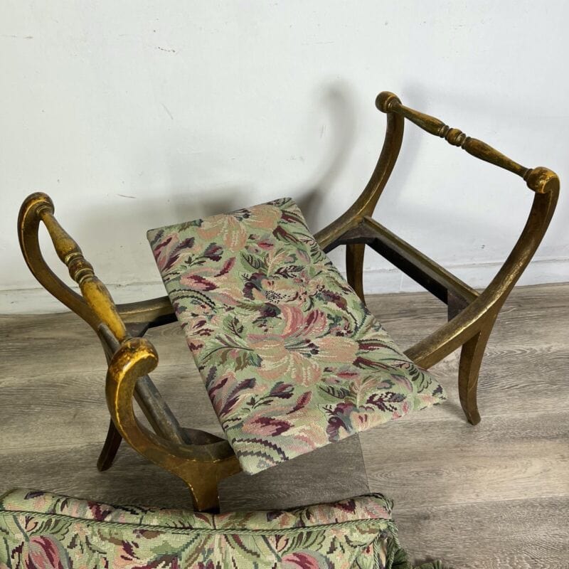 Antica Panchetta dormeuse imbottita sgabello oro stile 800 divanetto panca Arredamento